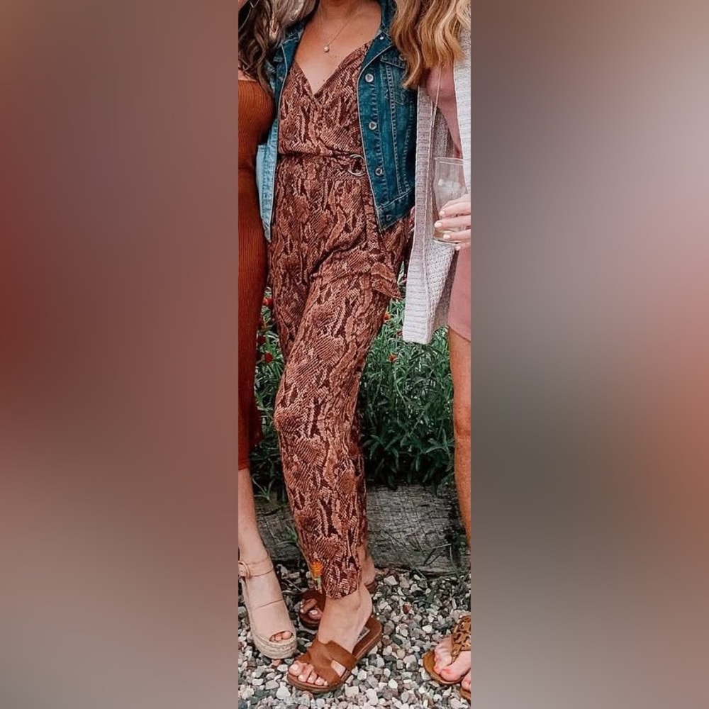 Express Brown Snake Skin Jumpsuit